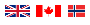 Flags of the UK, Canada, and Norway