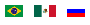 Flags of Brasil, Mexico, and the Russian Federation