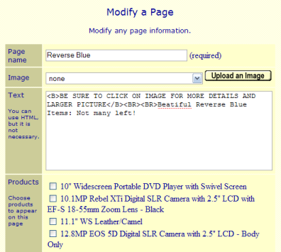 Add information about your pages on the basic editing Modify a Page screen.