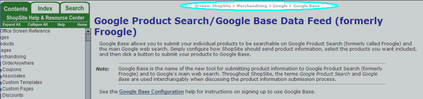 Each page of the online help has bread crumbs at the top that tell you how to get to that back office screen.