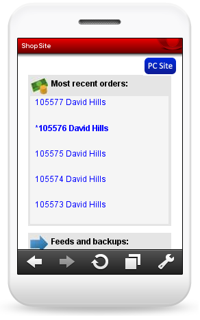 Mobile View of Dashboard Orders