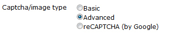 captcha settings in ShopSite version 12