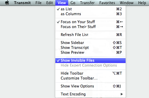 FTP Transmit Show Invisible Files